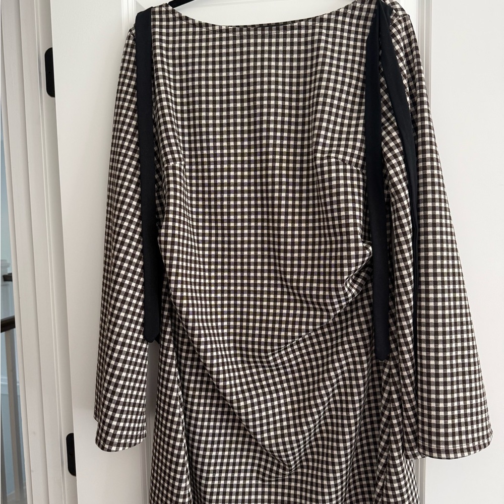 Cider Black and White Gingham Long Sleeve Dress